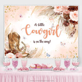 Wenig Cowgirl Ist An Der Weg Blumen Babydusche Hintergrund